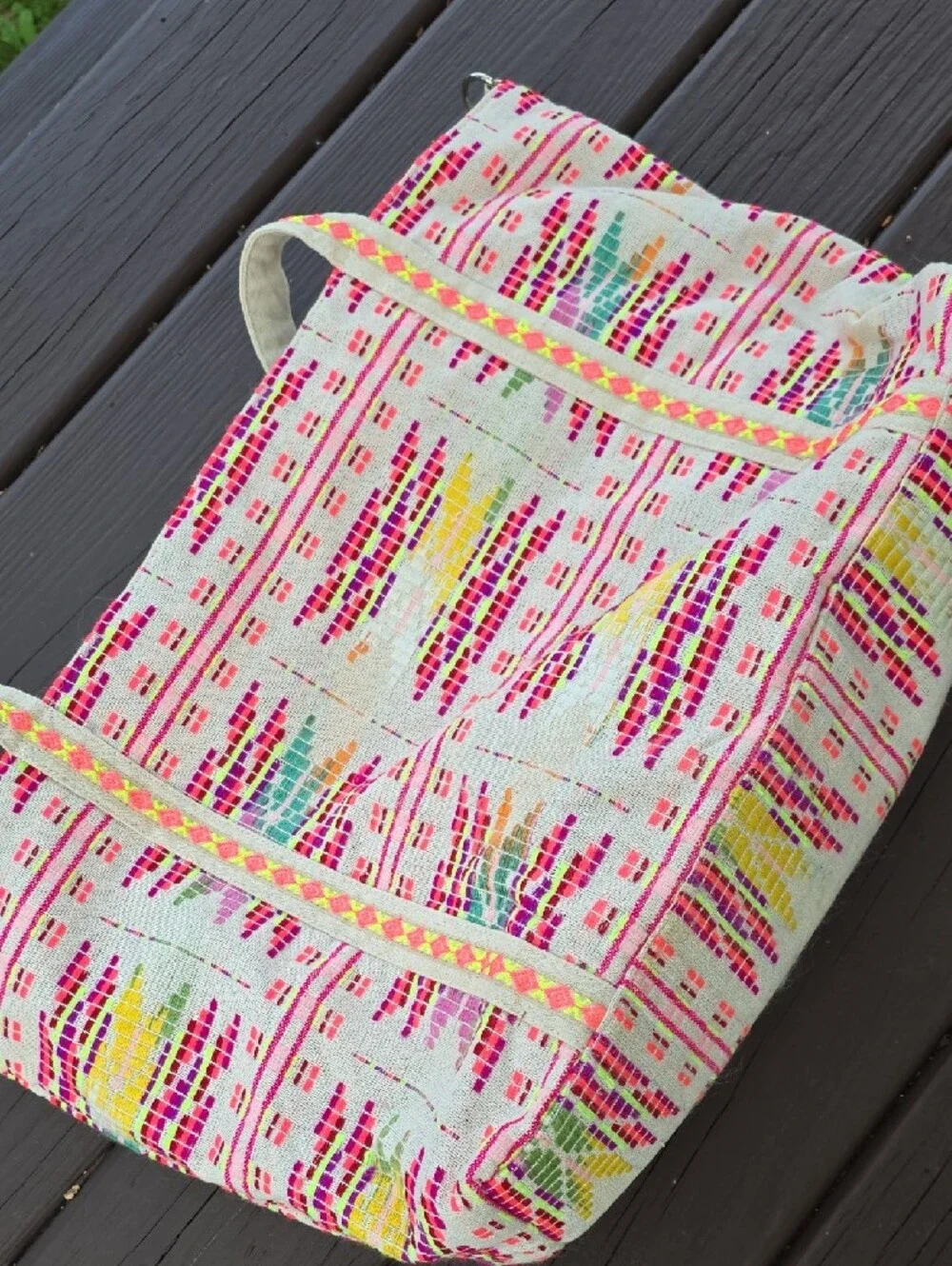 Bohemian Multicolor Embroidered Throw Bag with Pom Trim
